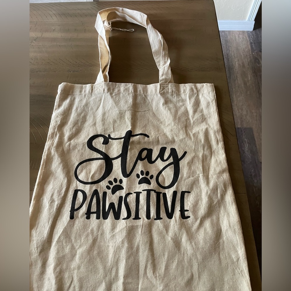 New Stay pawsitive canvas tote bag brand new 14x16 dog bag